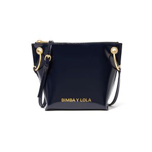 bolso azul marino de aros dorados